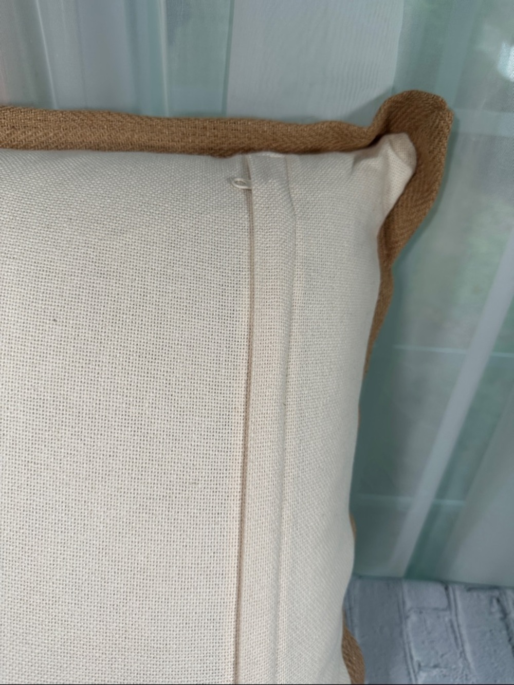 Rizzy Home Jute Canvas 22"x22" Oversized Solid Square Throw Pillow neutral cream - Picture 8 of 11